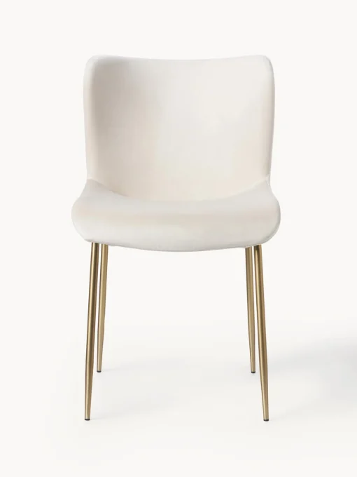Sillas>Westwing Collection Silla tapizada en terciopelo Tess Terciopelo beige claro, dorado mate