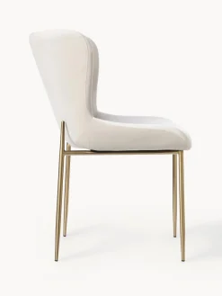 Sillas></noscript>Westwing Collection Silla tapizada en terciopelo Tess Terciopelo beige claro, dorado mate