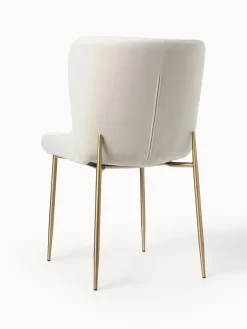 Sillas></noscript>Westwing Collection Silla tapizada en terciopelo Tess Terciopelo beige claro, dorado mate