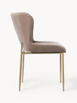 Sillas></noscript>Westwing Collection Silla tapizada en terciopelo Tess Terciopelo beige, dorado mate