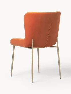 Sillas></noscript>Westwing Collection Silla tapizada en terciopelo Tess Terciopelo naranja, dorado mate