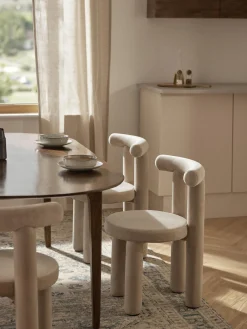 Sillas>Westwing Collection Silla tapizada en terciopelo Calan Terciopelo beige