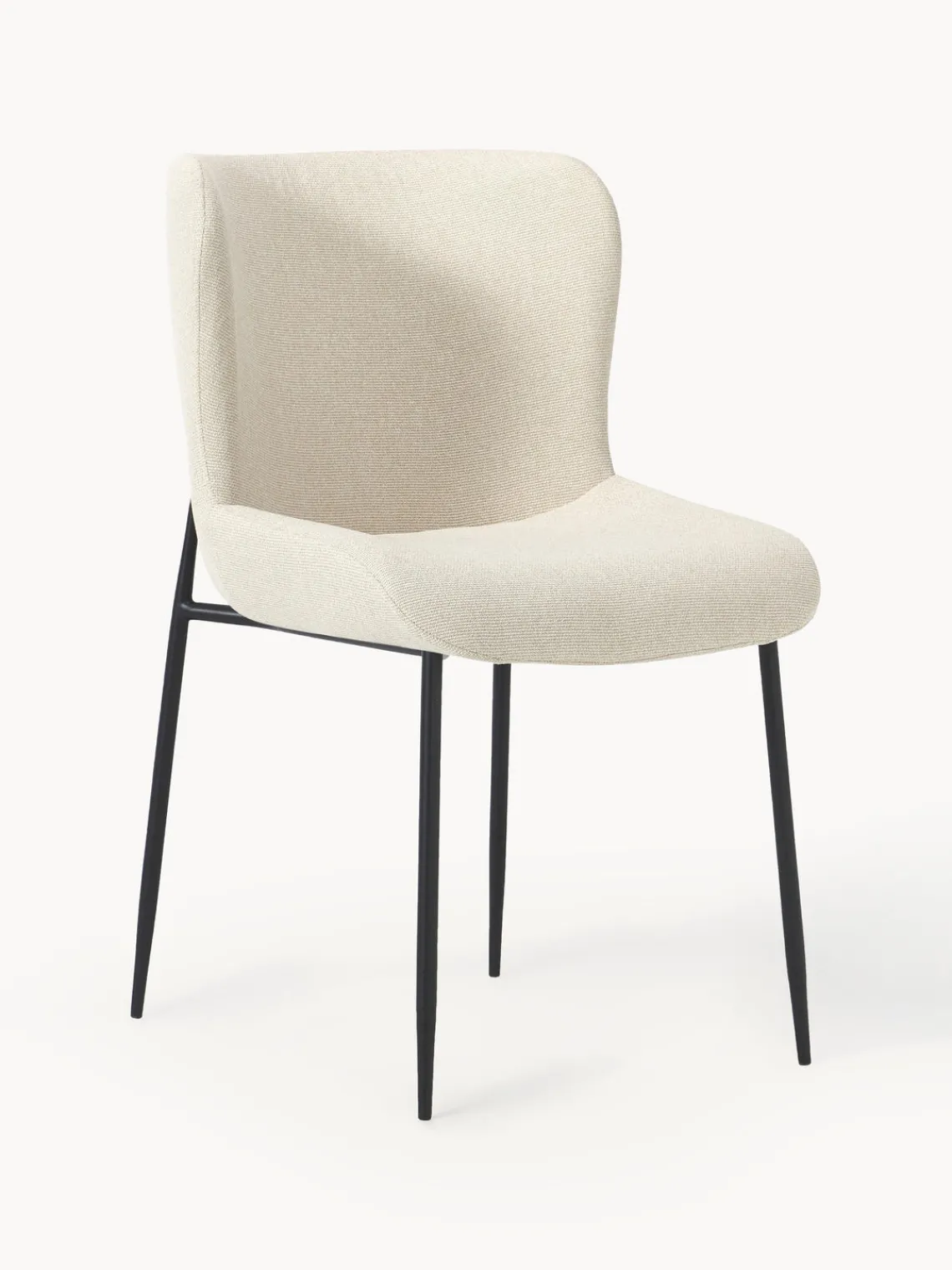 Sillas>Westwing Collection Silla tapizada Tess Tejido blanco Off White, negro mate