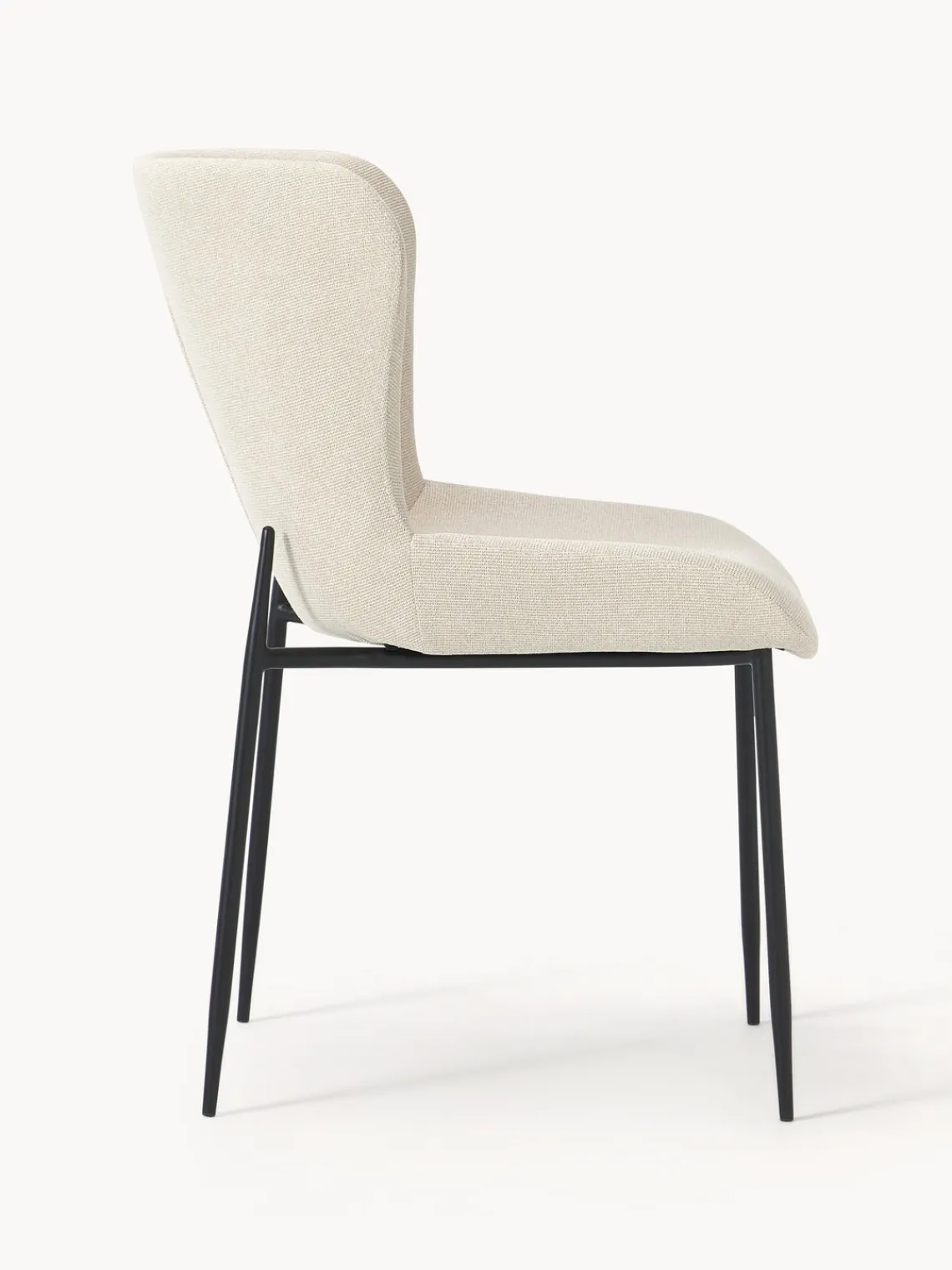 Sillas>Westwing Collection Silla tapizada Tess Tejido blanco Off White, negro mate