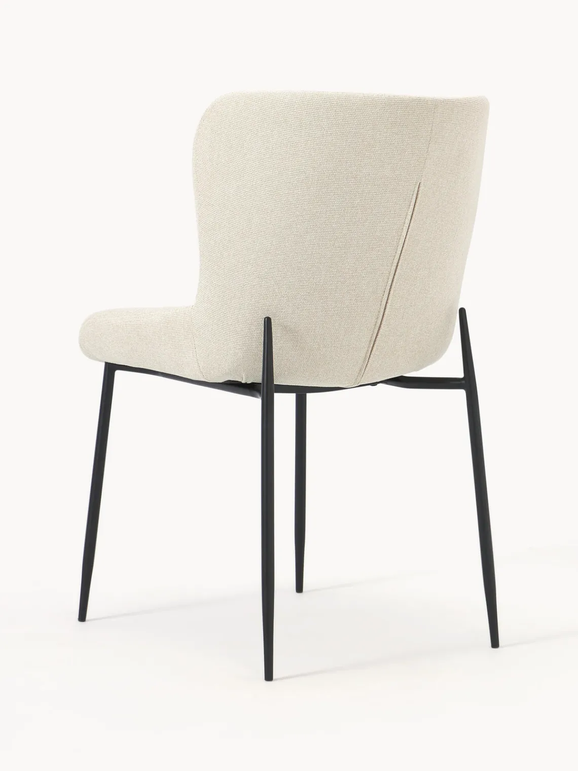 Sillas>Westwing Collection Silla tapizada Tess Tejido blanco Off White, negro mate