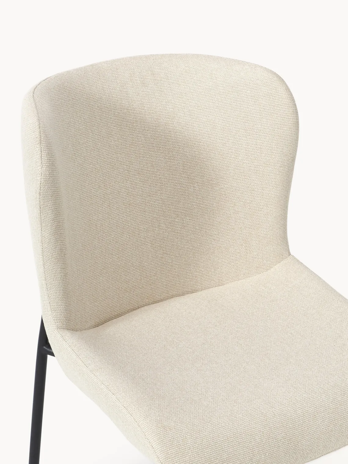 Sillas>Westwing Collection Silla tapizada Tess Tejido blanco Off White, negro mate