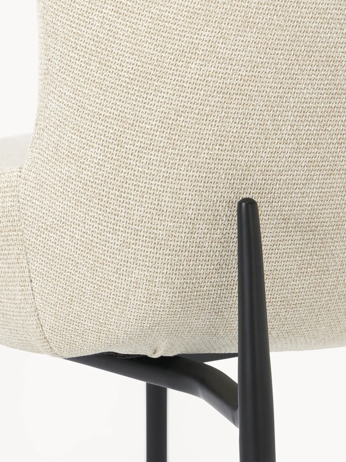 Sillas>Westwing Collection Silla tapizada Tess Tejido blanco Off White, negro mate