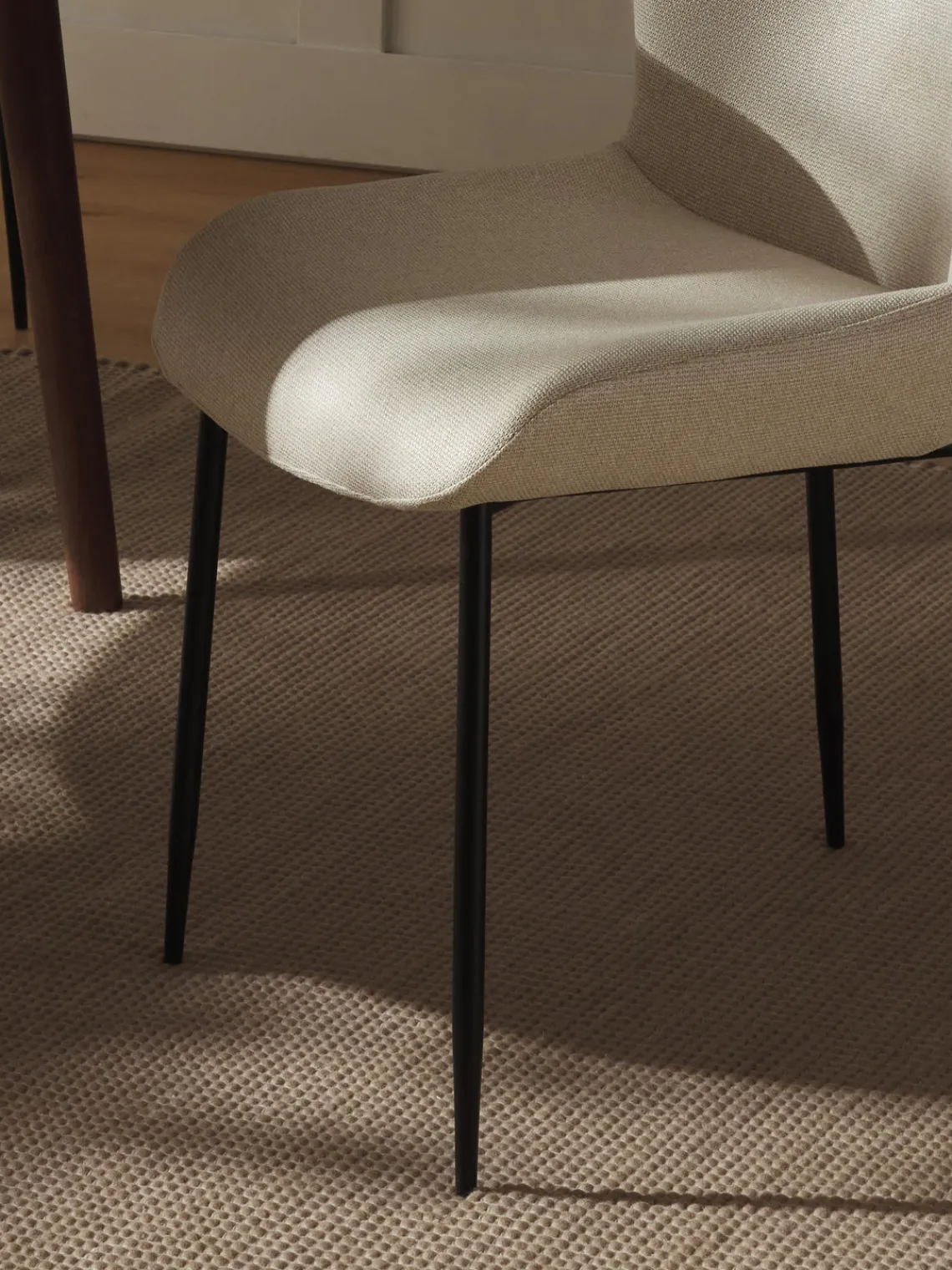 Sillas>Westwing Collection Silla tapizada Tess Tejido blanco Off White, negro mate