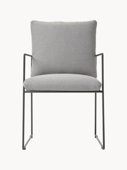 Sillas>Westwing Collection Silla tapizada Wayne Mezcla de lino gris, negro