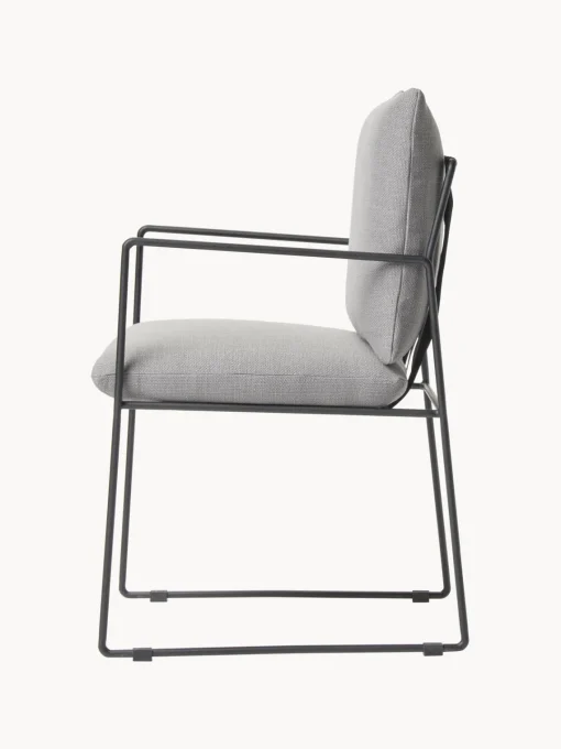 Sillas>Westwing Collection Silla tapizada Wayne Mezcla de lino gris, negro