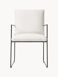 Sillas></noscript>Westwing Collection Silla tapizada Wayne Mezcla de lino Off White, negro