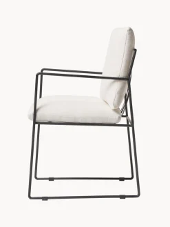 Sillas></noscript>Westwing Collection Silla tapizada Wayne Mezcla de lino Off White, negro