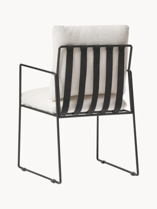 Sillas>Westwing Collection Silla tapizada Wayne Mezcla de lino Off White, negro
