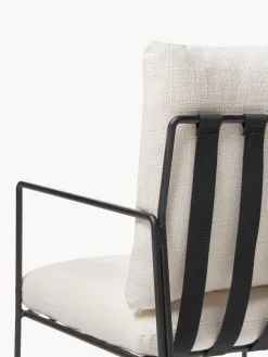 Sillas></noscript>Westwing Collection Silla tapizada Wayne Mezcla de lino Off White, negro