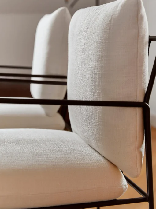 Sillas>Westwing Collection Silla tapizada Wayne Mezcla de lino Off White, negro