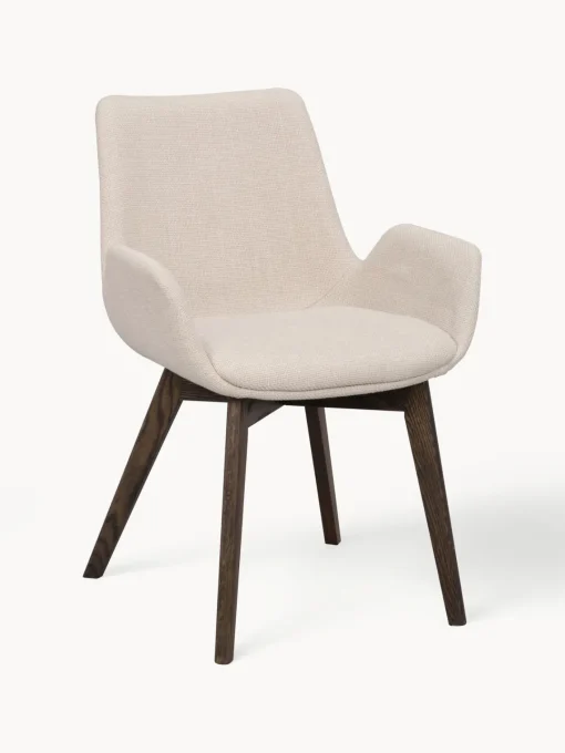 Sillas Con Reposabrazos|Sillas>Rowico Home Sillas con reposabrazos Drimsdale, 2 uds. Tejido beige claro, madera de roble lacada en marrón oscuro