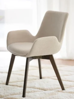 Sillas Con Reposabrazos|Sillas>Rowico Home Sillas con reposabrazos Drimsdale, 2 uds. Tejido beige claro, madera de roble lacada en marrón oscuro