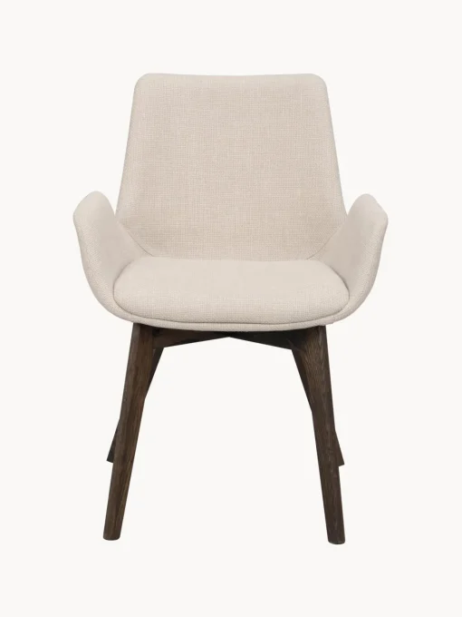 Sillas Con Reposabrazos|Sillas>Rowico Home Sillas con reposabrazos Drimsdale, 2 uds. Tejido beige claro, madera de roble lacada en marrón oscuro