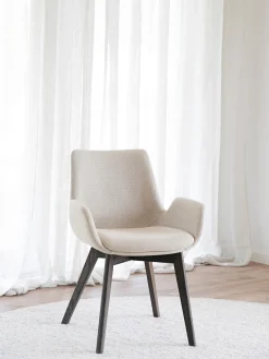 Sillas Con Reposabrazos|Sillas></noscript>Rowico Home Sillas con reposabrazos Drimsdale, 2 uds. Tejido beige claro, madera de roble lacada en marrón oscuro