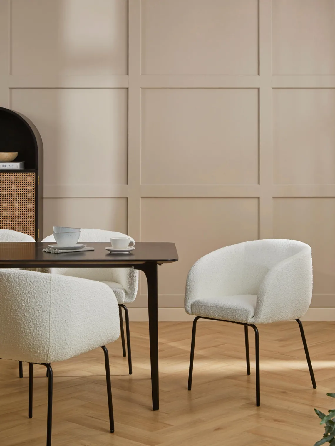 New Sillas con reposabrazos en tejido bouclé Alani, 2 uds Sillas Con Reposabrazos|Sillas