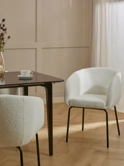 New Sillas con reposabrazos en tejido bouclé Alani, 2 uds Sillas Con Reposabrazos|Sillas