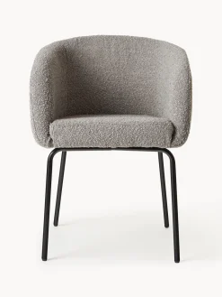 Sillas Con Reposabrazos|Sillas></noscript>Westwing Collection Sillas con reposabrazos en tejido bouclé Alani, 2 uds. Bouclé greige, negro