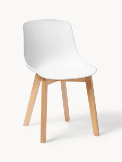 Clearance Sillas de plástico con patas de madera Dave, 2 uds. Sillas