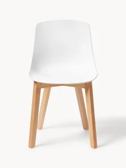 Clearance Sillas de plástico con patas de madera Dave, 2 uds. Sillas