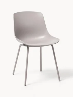Sillas>Westwing Collection Sillas de plástico con patas de metal Joe, 2 uds. Gris claro