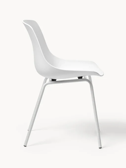 Sillas>Westwing Collection Sillas de plástico con patas de metal Joe, 2 uds. Blanco