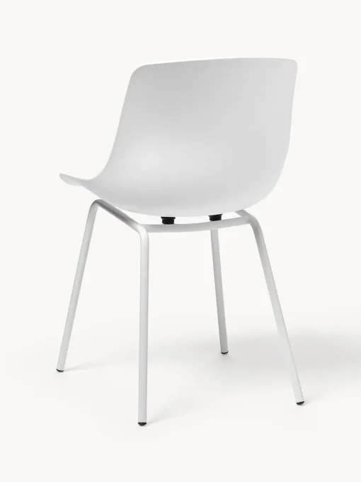Sillas>Westwing Collection Sillas de plástico con patas de metal Joe, 2 uds. Blanco