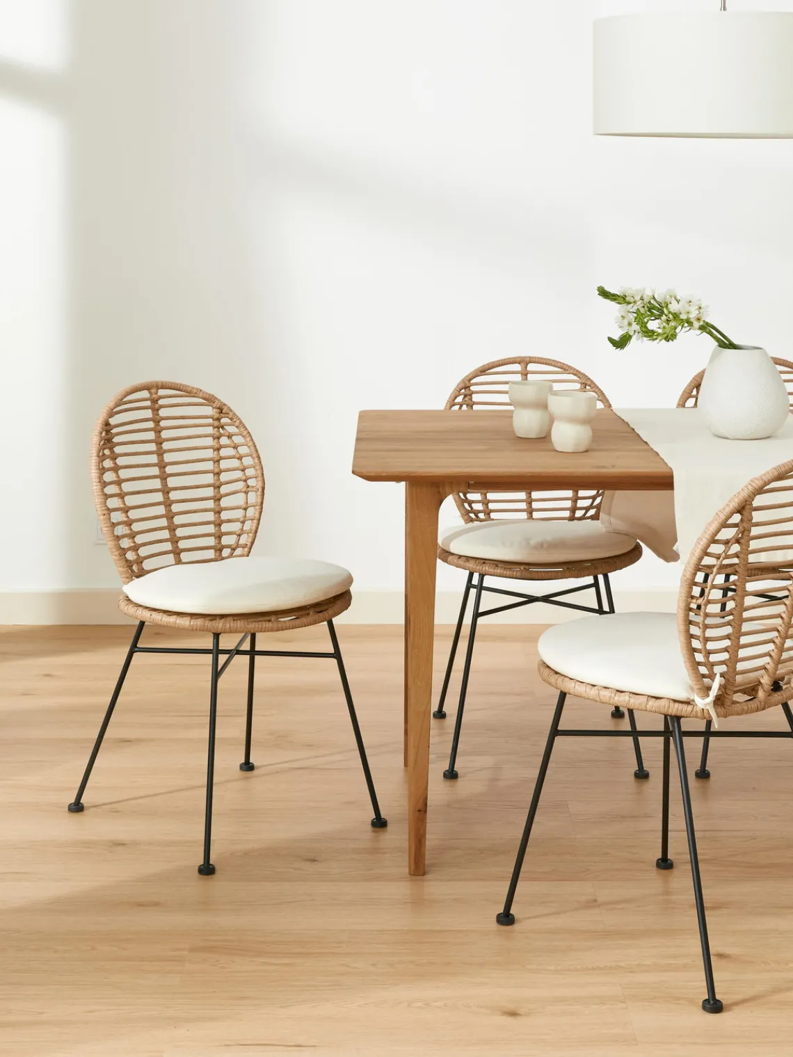 Sillas>Westwing Collection Sillas de ratán con cojín Cordula, 2 uds.