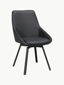 Sillas>Rowico Home Sillas giratorias de cuero Alison, 2 uds. Cuero negro, negro