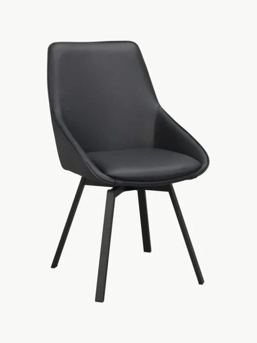 Sillas>Rowico Home Sillas giratorias de cuero Alison, 2 uds. Cuero negro, negro