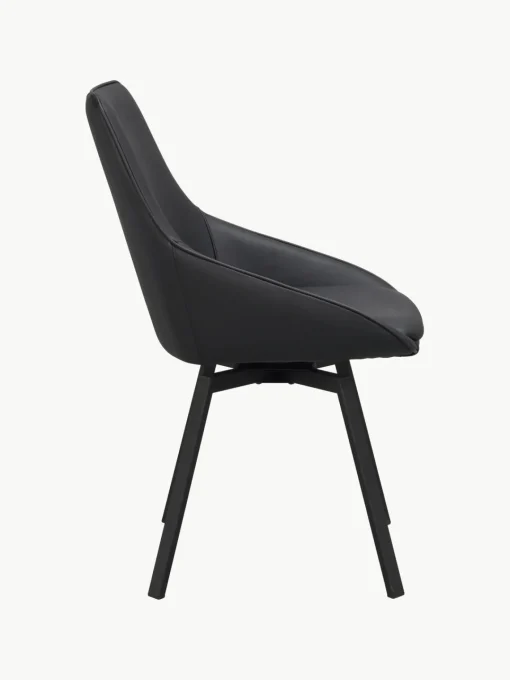 Sillas>Rowico Home Sillas giratorias de cuero Alison, 2 uds. Cuero negro, negro