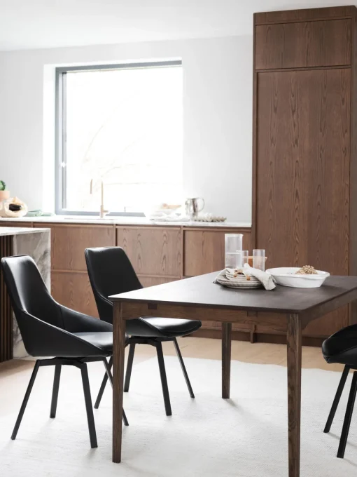 Sillas>Rowico Home Sillas giratorias de cuero Alison, 2 uds. Cuero negro, negro