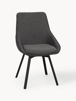 Sillas>Rowico Home Sillas giratorias tapizadas Alison, 2 uds. Tejido gris antracita, negro