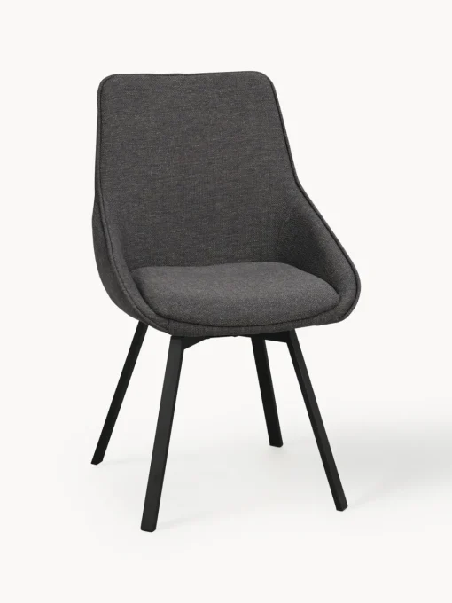 Sillas>Rowico Home Sillas giratorias tapizadas Alison, 2 uds. Tejido gris antracita, negro