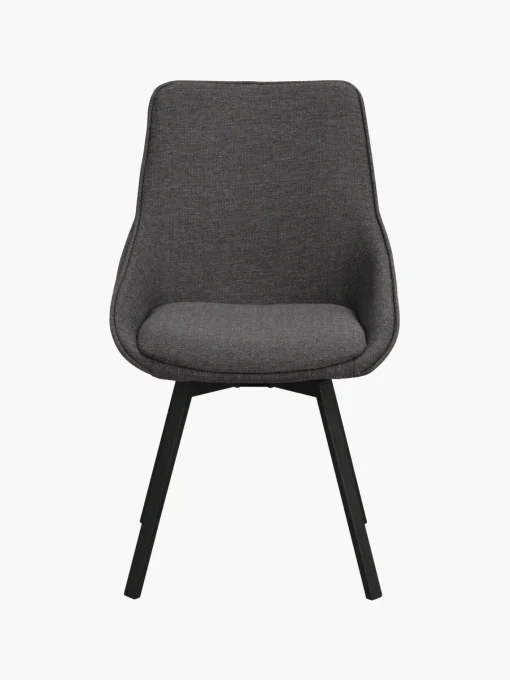 Sillas>Rowico Home Sillas giratorias tapizadas Alison, 2 uds. Tejido gris antracita, negro