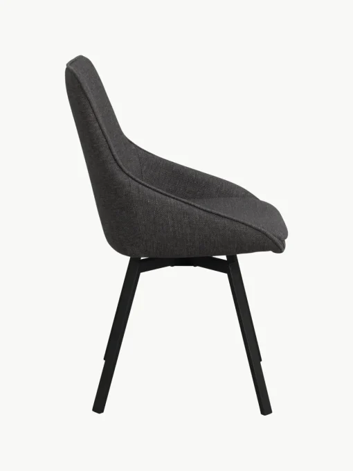 Sillas>Rowico Home Sillas giratorias tapizadas Alison, 2 uds. Tejido gris antracita, negro