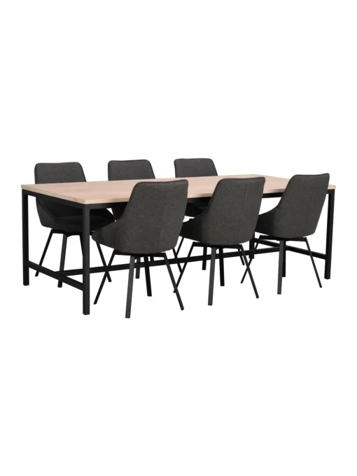 Sillas>Rowico Home Sillas giratorias tapizadas Alison, 2 uds. Tejido gris antracita, negro