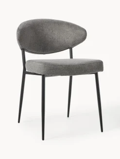 Sillas>Westwing Collection Sillas tapizadas Adele, 2 uds. Tejido gris, negro mate