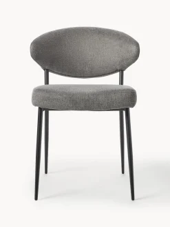 Sillas></noscript>Westwing Collection Sillas tapizadas Adele, 2 uds. Tejido gris, negro mate