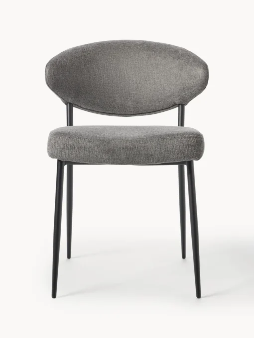 Sillas>Westwing Collection Sillas tapizadas Adele, 2 uds. Tejido gris, negro mate
