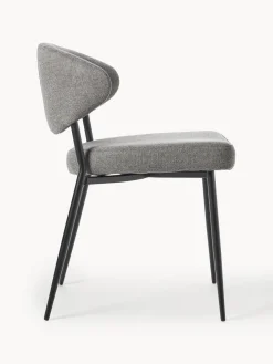 Sillas></noscript>Westwing Collection Sillas tapizadas Adele, 2 uds. Tejido gris, negro mate