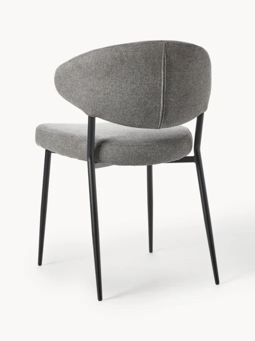 Sillas>Westwing Collection Sillas tapizadas Adele, 2 uds. Tejido gris, negro mate