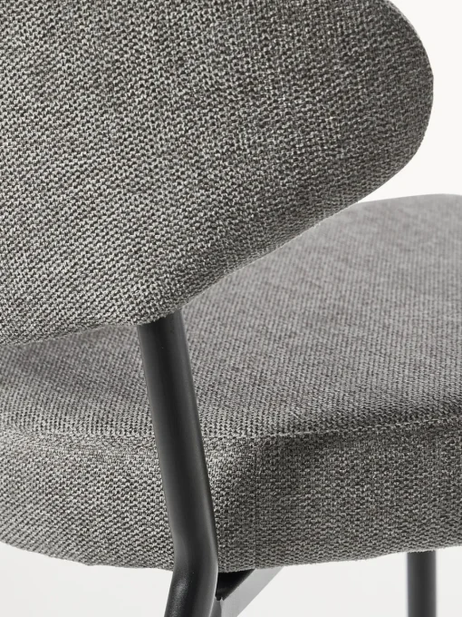 Sillas>Westwing Collection Sillas tapizadas Adele, 2 uds. Tejido gris, negro mate