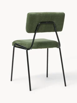 Sillas></noscript>Westwing Collection Sillas tapizadas de pana Mats, 2 uds. Pana verde oscuro, negro