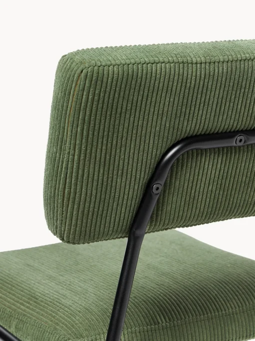 Sillas>Westwing Collection Sillas tapizadas de pana Mats, 2 uds. Pana verde oscuro, negro