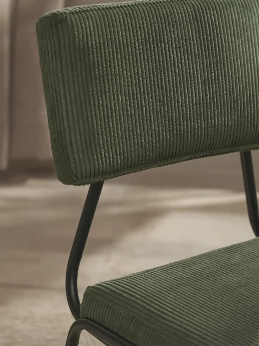 Sillas>Westwing Collection Sillas tapizadas de pana Mats, 2 uds. Pana verde oscuro, negro